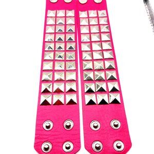 Triple Row Studded Pink Vegan Leather Bracelet Lot Of 2 New